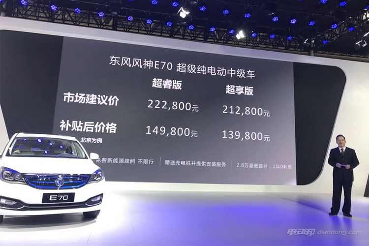 补贴后13.98-14.98万元 东风风神E70上市